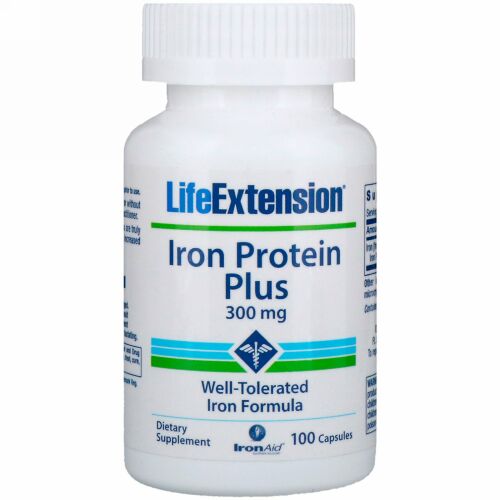 Life Extension, アイロン・プロテイン・プラス、 300 mg、カプセル100錠