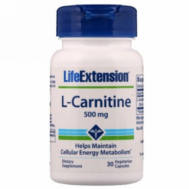 Life Extension, L-カルニチン、500mg、ベジキャップ30錠