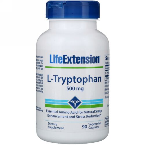 Life Extension, L-トリプトファン、500mg、植物性カプセル90粒