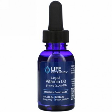 Life Extension, 液体ビタミンD3、2,000IU、29.57ml（1fl oz）