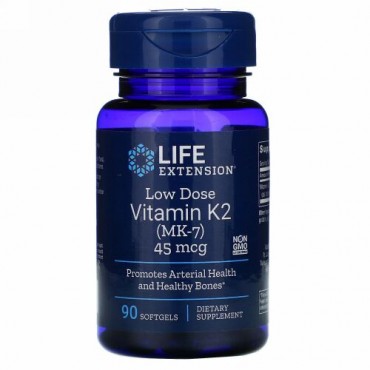 Life Extension, 低用量ビタミン K2 (MK-7)、 45 mcg、 90ソフトジェル