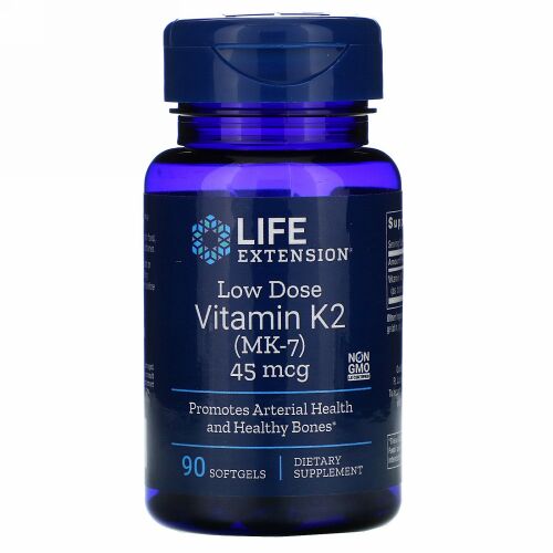 Life Extension, 低用量ビタミン K2 (MK-7)、 45 mcg、 90ソフトジェル