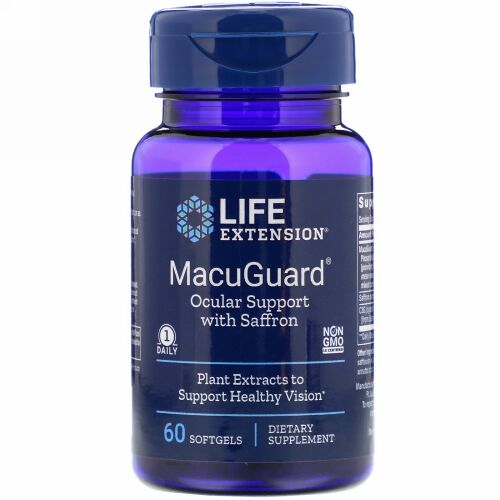 Life Extension, マキュガード、サフラン入り視力サポート、ソフトジェル60粒