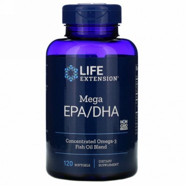 Life Extension, メガEPA／DHA、ソフトジェル120粒