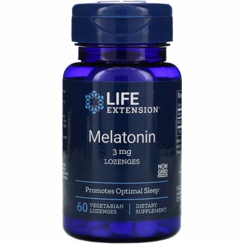 Life Extension, メラトニン、3mg、植物性トローチ 60粒