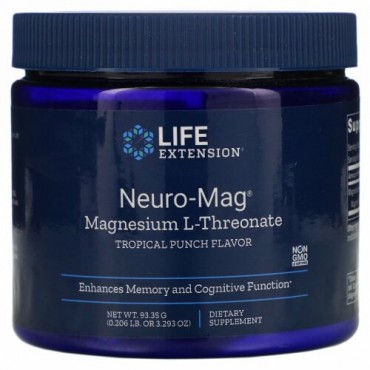 Life Extension, Neuro-Mag（ニューロマグ）、L-トレオン酸マグネシウム、トロピカルパンチ風味、93.35 g（3.293 oz）