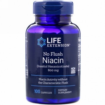 Life Extension, ノーフラッシュナイアシン（No Flush Niacin）, 800 mg, 100カプセル