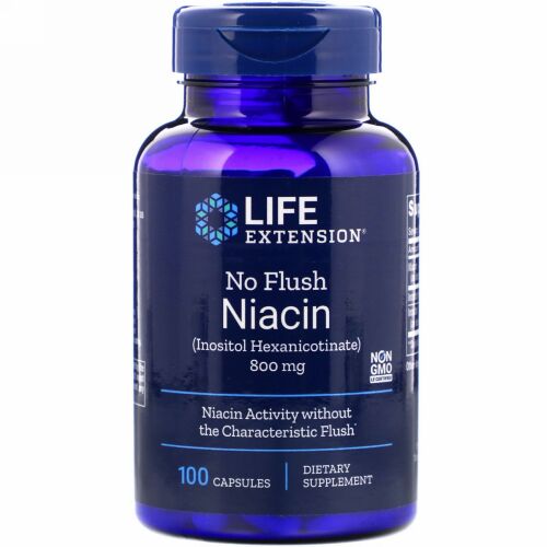 Life Extension, ノーフラッシュナイアシン（No Flush Niacin）, 800 mg, 100カプセル