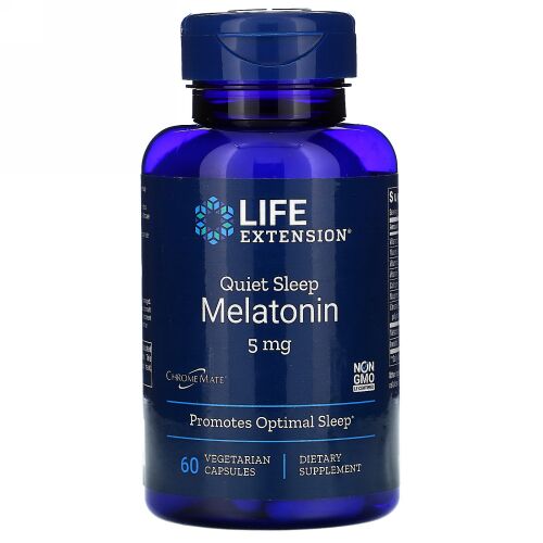 Life Extension, Quiet Sleep（クイックスリープ）、メラトニン、5mg、植物性カプセル60粒