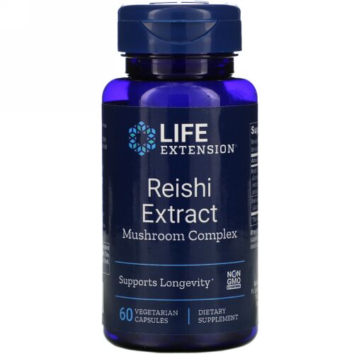 Life Extension, レイシ エキス マッシュルーム コンプレックス、ベジタリアンカプセル60個