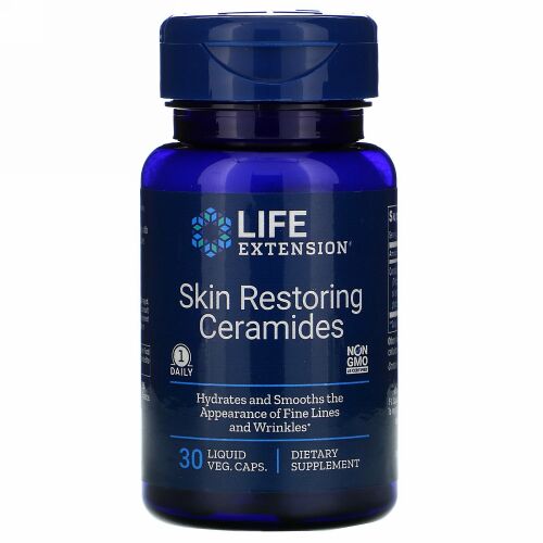 Life Extension, お肌を回復させるセラミド、液体ベジタリアンカプセル30粒