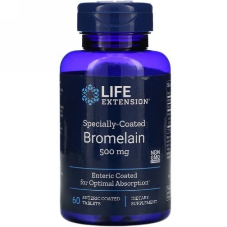 Life Extension, 特製コートされたブロメライン、 500 mg、 60腸溶錠