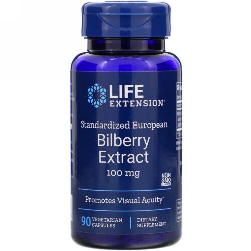 Life Extension, 標準化ヨーロッパ・ビルベリーエキス、100 mg、ベジカプセル90錠