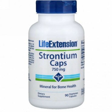 Life Extension, ストロンチウムキャップ, 骨の健康のためのミネラル, 750 mg, 90 ベジカプセル