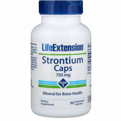 Life Extension, ストロンチウムキャップ, 骨の健康のためのミネラル, 750 mg, 90 ベジカプセル