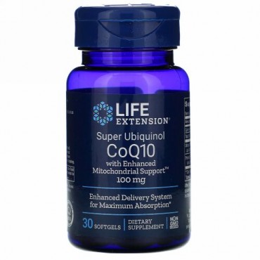 Life Extension, 強化されたミトコンドリアサポート配合スーパーユビキノールCoQ10、100 mg、30ソフトジェル