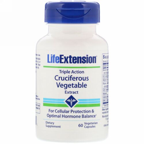 Life Extension, Triple Action Cruciferous Vegetable Extract, 60 Vegetarian Capsules
