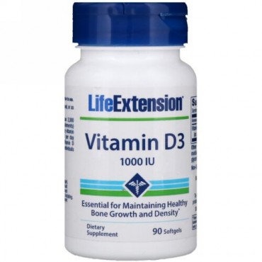 Life Extension, ビタミンD3、1000IU、ソフトジェル90錠 (Discontinued Item)