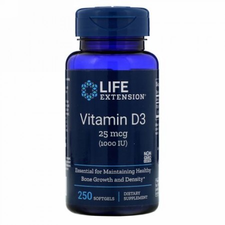 Life Extension, ビタミンD3、25mcg（1,000IU）、ソフトジェル250粒