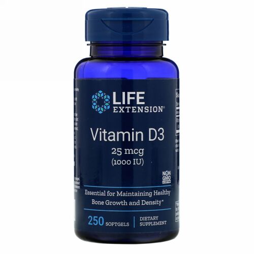 Life Extension, ビタミンD3、25mcg（1,000IU）、ソフトジェル250粒