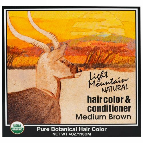 Light Mountain, ナチュラル ヘアカラー & コンディショナー、ミディアムブラウン、4 oz (113 g)