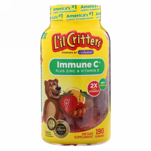 L'il Critters, Immune C（イミューンC）プラス亜鉛＆ビタミンD、グミ190粒