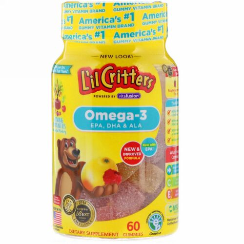 L'il Critters, オメガ3、ラズベリーレモネード風味、グミ60個