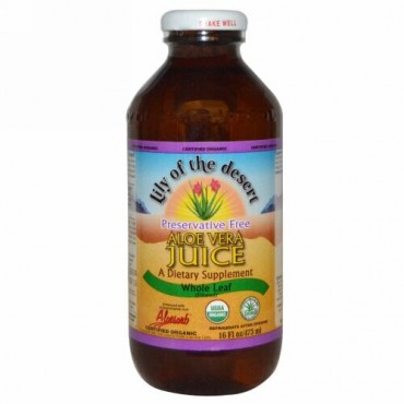 Lily of the Desert, オーガニック, アロエベラジュース, 葉全体, 16液量オンス (473 ml)