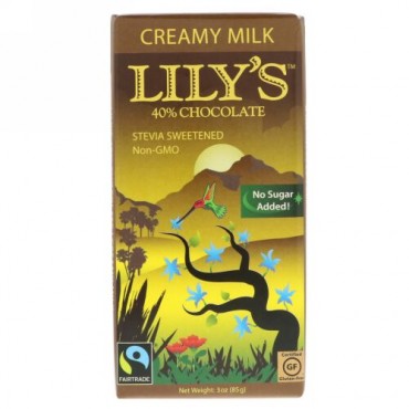 Lily's Sweets, 40%チョコレートバー、クリーミーミルク、3オンス (85 g) (Discontinued Item)
