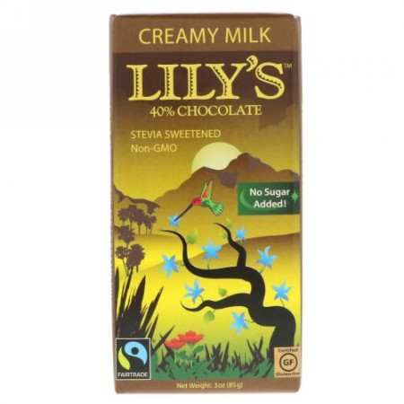 Lily's Sweets, 40%チョコレートバー、クリーミーミルク、3オンス (85 g) (Discontinued Item)