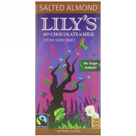 Lily's Sweets, 40% Chocolate & Milk, Salted Almond, 3 oz (85 g) (Discontinued Item)