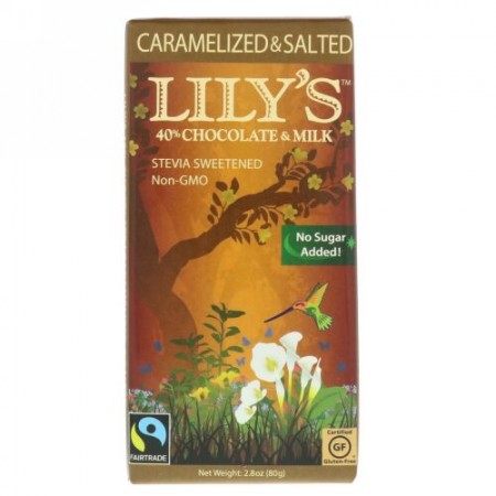 Lily's Sweets, 40%チョコレート & ミルクバー、カラメル化 & 塩味、2.8オンス (80 g) (Discontinued Item)