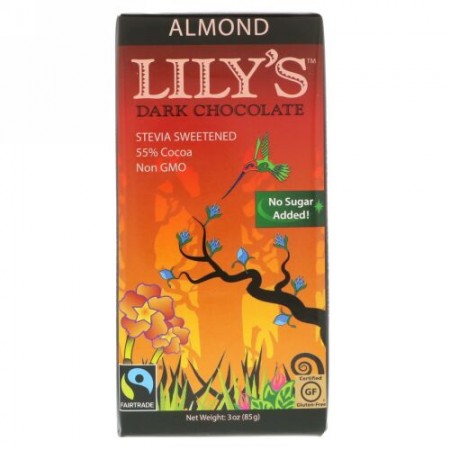 Lily's Sweets, ダークチョコレート、アーモンド、3オンス (85 g) (Discontinued Item)