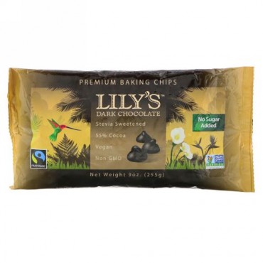 Lily's Sweets, ダークチョコレート、プレミアムベーキングチップス、9オンス (255 g) (Discontinued Item)