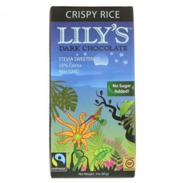 Lily's Sweets, ダークチョコレートバー、クリスピーライス、3オンス (85 g) (Discontinued Item)