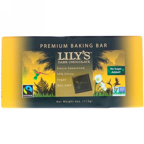 Lily's Sweets, プレミアムベーキングバー、ダークチョコレート、4オンス (113 g) (Discontinued Item)