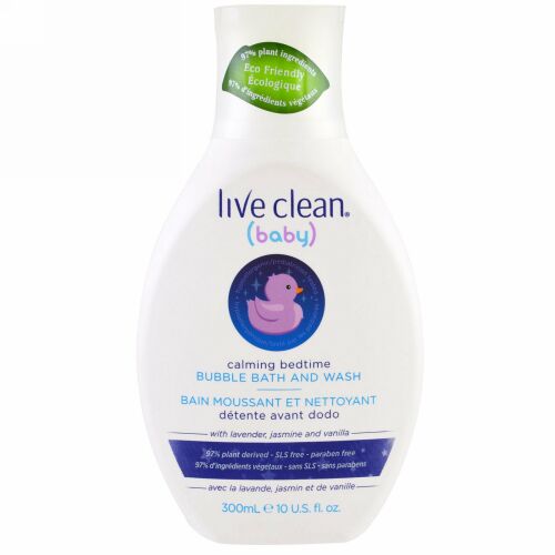 Live Clean, ベビー、カーミングベッドタイム、バブルバス & ウォッシュ、10液量オンス (300 ml)