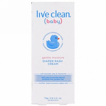 Live Clean, ベビー, しっとりとした潤い, おむつかぶれクリーム, 2.6 oz (75 g) (Discontinued Item)