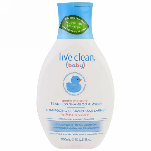 Live Clean, ベビー, しっとり保湿タイプ, 目を刺激しないシャンプー & ウォッシュ, 10液量オンス (300 ml)
