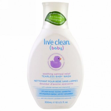 Live Clean, ベビー、スムージングオートミールリリーフ、目に優しいベビーウォッシュ、10液量オンス (300 ml) (Discontinued Item)