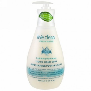 Live Clean, ハイドレーティング液体ハンドソープ、フレッシュウォーター、17 fl oz (500 ml)