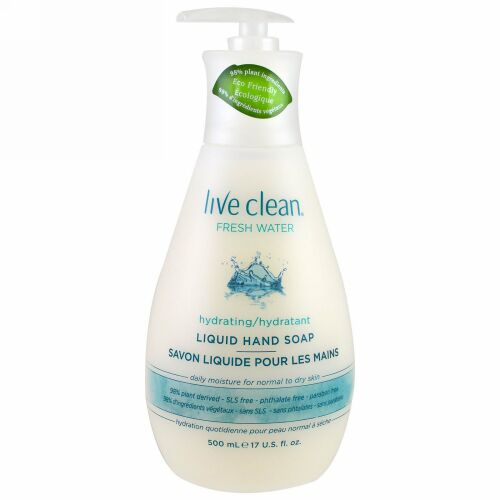 Live Clean, ハイドレーティング液体ハンドソープ、フレッシュウォーター、17 fl oz (500 ml)