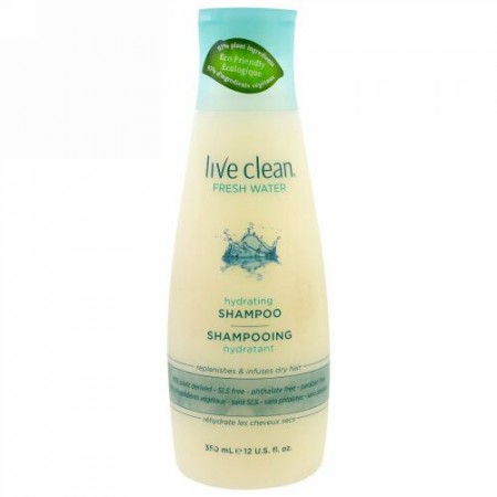 Live Clean, ハイドレーティングシャンプー、フレッシュウォーター、12 fl oz (350 ml)