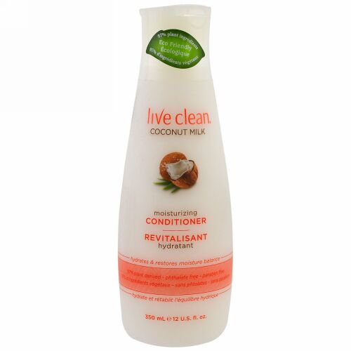 Live Clean, 保湿コンディショナー, ココナッツミルク, 12液量オンス (350 ml)