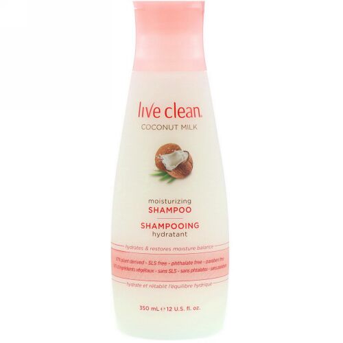 Live Clean, モイスチャライジングシャンプー、ココナッツミルク、12 fl oz (350 ml)