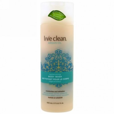 Live Clean, 保湿ボディウォッシュ, アルガンオイル, 17液量オンス (500 ml)