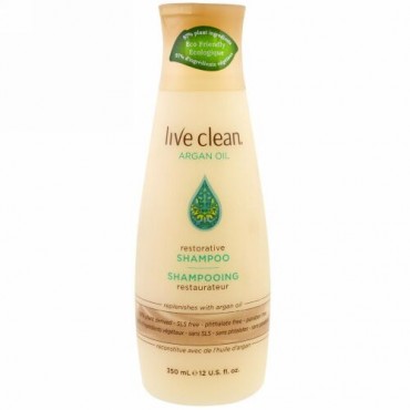 Live Clean, リストレーティブシャンプー、アルガンオイル、12 fl oz (350 ml)