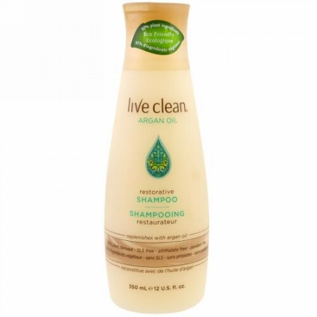 Live Clean, リストレーティブシャンプー、アルガンオイル、12 fl oz (350 ml)