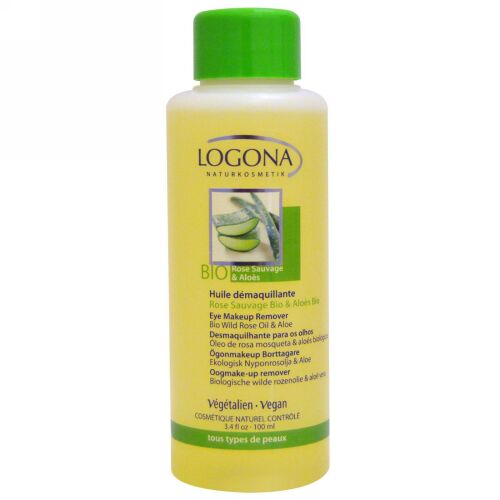 Logona Naturkosmetik, アイメイクアップリムーバー、 バイオ・ワイルドローズオイル&アロエ、 3.4 液量オンス (100 ml) (Discontinued Item)