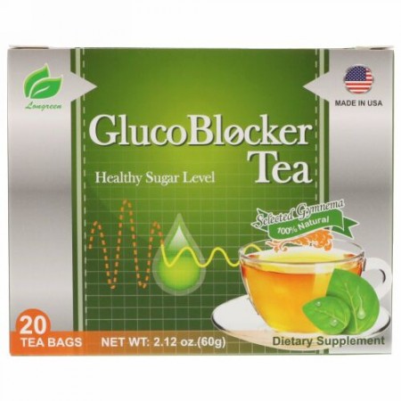 Longreen, グルコブロッカー・ティー、ティーバッグ20袋、2.12 oz (60 g)